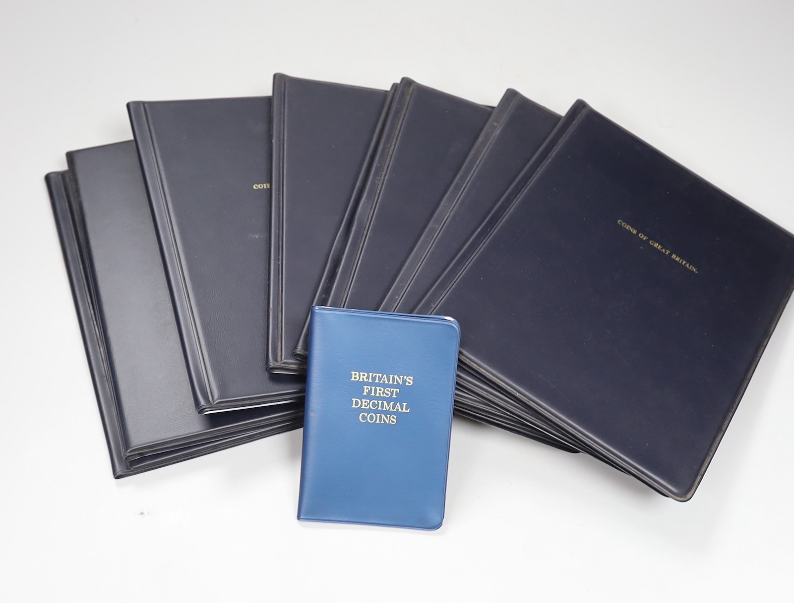 Eight Great Britain pre-decimal coin sets and a decimal coin set